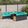 vidaXL Set Divani da Giardino 11 pz con Cuscini Polyrattan Acacia Nero