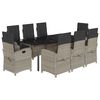 vidaXL Set Pranzo da Giardino 9pz con Cuscini Grigio Chiaro Polyrattan