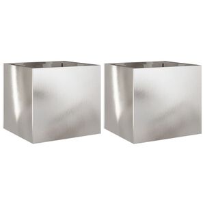 vidaXL Fioriere 2 pz Argento 32x30x29 cm in Acciaio Inox
