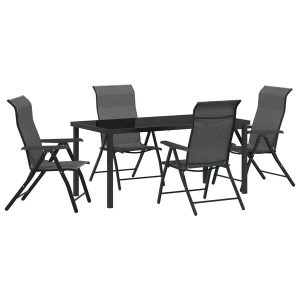 vidaXL Set da Pranzo per Giardino 5 pcs Grigio Poly Rattan
