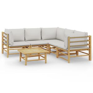 vidaXL Set Salotto da Giardino 6pz con Cuscini Grigio Chiaro Bamb&ugrave;