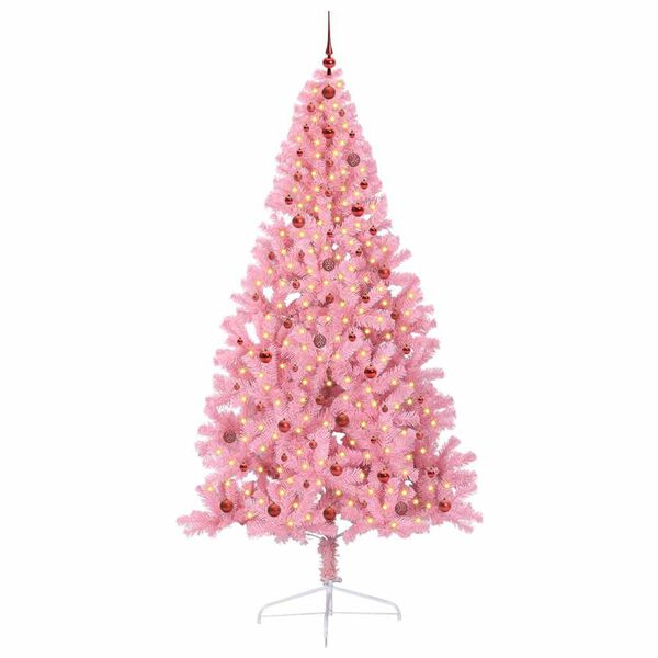 vidaXL Albero di Natale artificiale con luci integrate Rosa 240 cm PVC