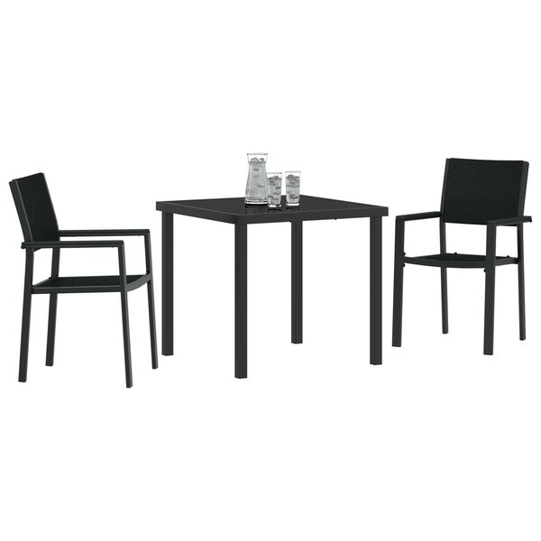 vidaXL Set da Pranzo per Giardino 3 pcs Nero