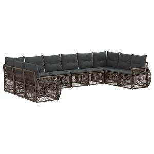 vidaXL Set Divano da Giardino 10 pz Grigio e Grigio Scuro polyrattan