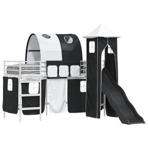 vidaXL Struttura del letto loft per bambini Bianco e Nero Metallo