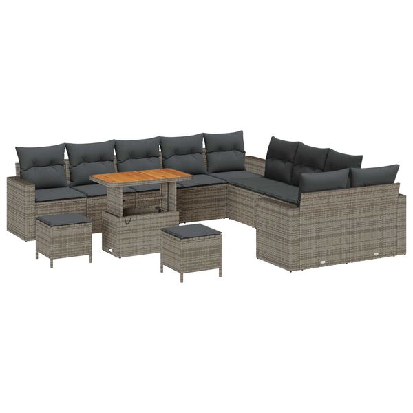 vidaXL Set Divano da Giardino 13 pcs Grigio polyrattan