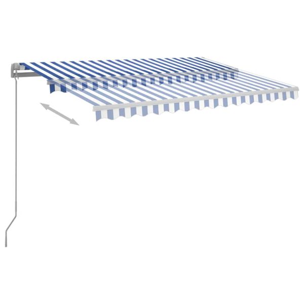 vidaXL Tenda da Sole Automatica LED Sensore Vento 3,5x2,5 m Blu Bianca