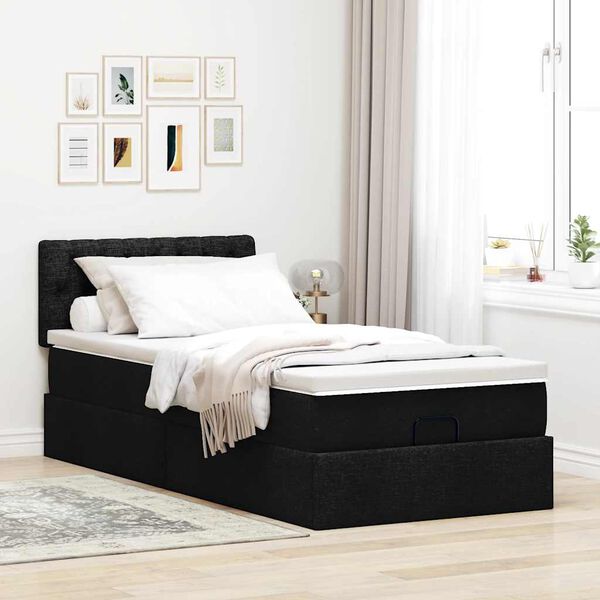 vidaXL Pouf Letto con Materasso e LED Nero 80x200cm in Tessuto