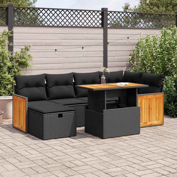 vidaXL Set Divani da Giardino con Cuscini 8 pz Nero in Polyrattan