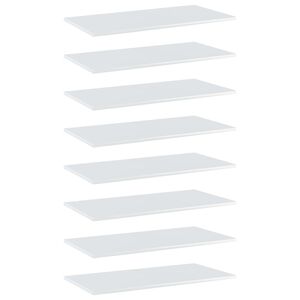 vidaXL Ripiani per Libreria 8pz Bianco Lucido 80x40x1,5cm Multistrato