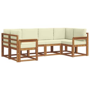 vidaXL Set di divani da esterno con cuscino 6 pcs Naturale e Crema