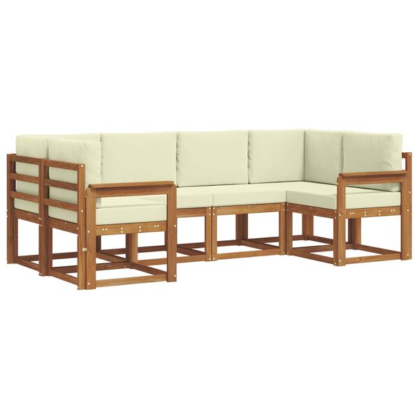 vidaXL Set di divani da esterno con cuscino 6 pcs Naturale e Crema