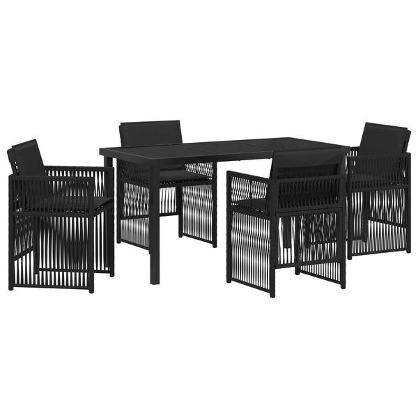 vidaXL Set da Pranzo per Giardino 5 pcs Nero Poly Rattan