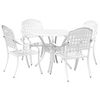 vidaXL Set da Pranzo per Giardino 5 pcs Bianco Alluminio