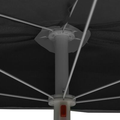 vidaXL Ombrellone Semicircolare con Palo 180x90 cm Antracite