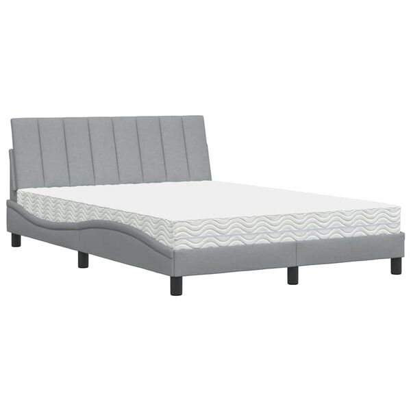 vidaXL Letto con Materasso Hanko Grigio Chiaro 140x190cm Tessuto