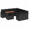 vidaXL Set Divano da Giardino 9 pz Nero Poly Rattan
