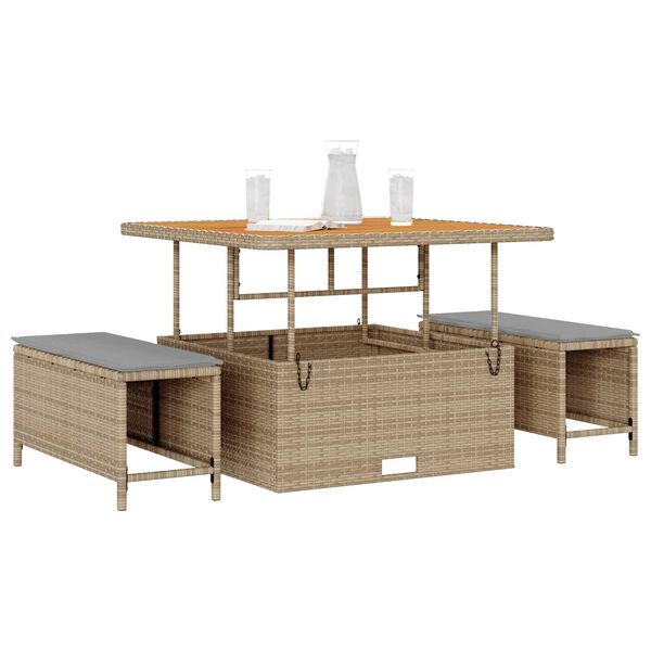 vidaXL Set da Pranzo per Giardino Beige Poly Rattan