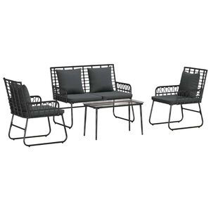 vidaXL Set di Mobili da Giardino 4 pcs Nero e antracite polyrattan