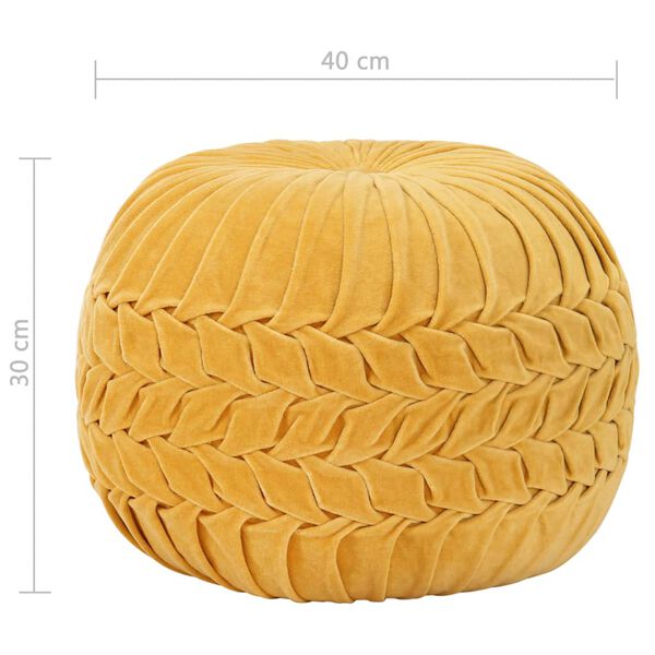 vidaXL Pouf in Velluto di Cotone Design Fumé 40x30 cm Giallo