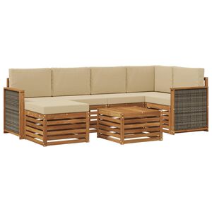 vidaXL Set divano sezionale con cuscino 6 pcs Naturale