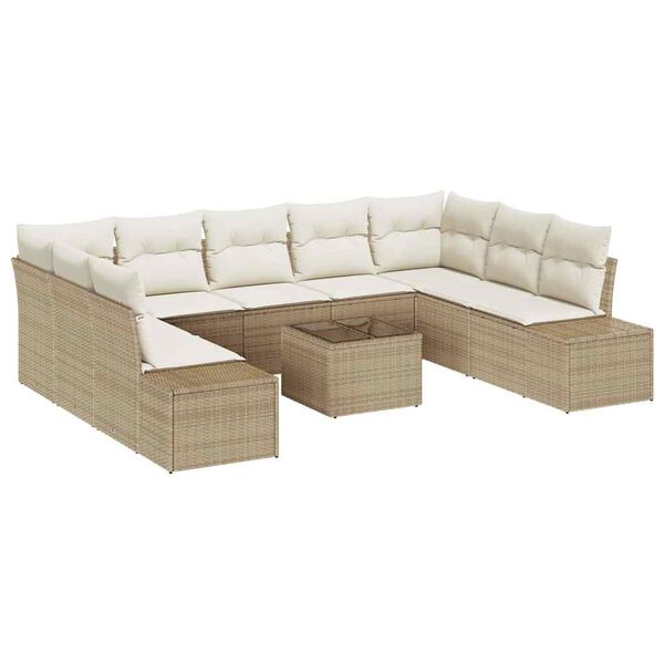 vidaXL Set Divano da Giardino 9 pcs Beige e Crema Polyrattan