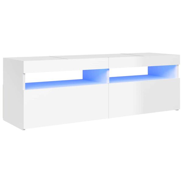 vidaXL Mobile Porta TV con Luci LED Bianco Lucido 120x35x40 cm