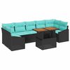 vidaXL Set Divano da Giardino 8 pz 7-Numero di posti Nero e Teal