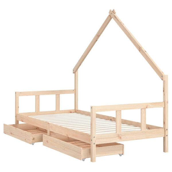 vidaXL Giroletto Bambini con Cassetti 90x200 cm Legno Massello di Pino