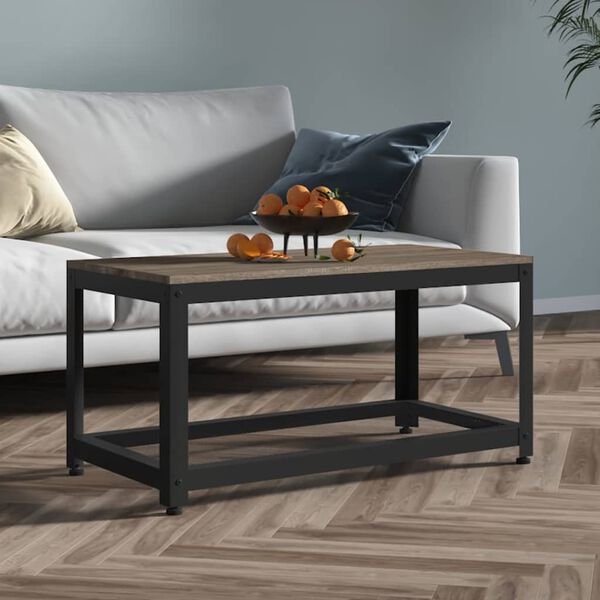vidaXL Tavolino da Salotto Grigio e Nero 90x45x45 cm in MDF e Ferro