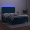 vidaXL Letto a Molle con Materasso e LED Blu Scuro 140x190 cm