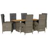 vidaXL Set da Pranzo da Giardino 7 pz con Cuscini in Polyrattan Grigio