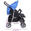 vidaXL Passeggino Gemellare in Acciaio Blu e Nero