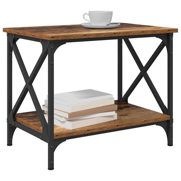 vidaXL Tavolo laterale Legno vecchio 55 x 38 x 45 cm Legno multistrato