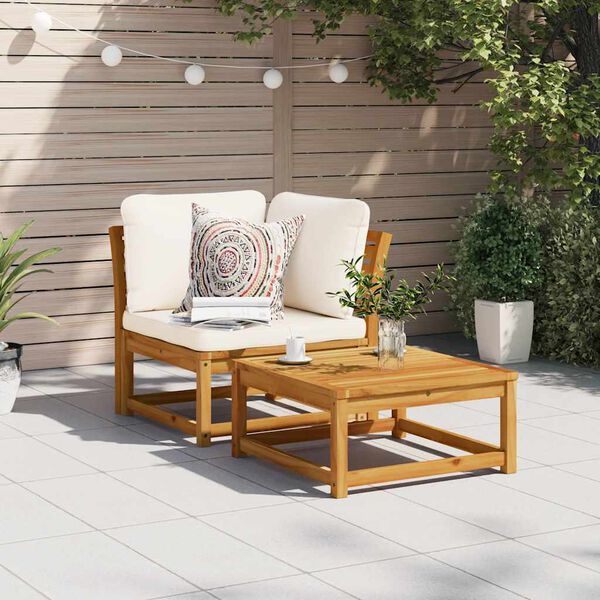 vidaXL Divano Angolare Giardino con Cuscini 73x73x65cm Massello Acacia