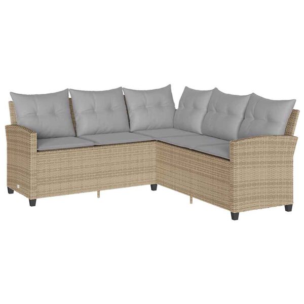 vidaXL Divano a Forma di L con Cuscini in Polyrattan Beige