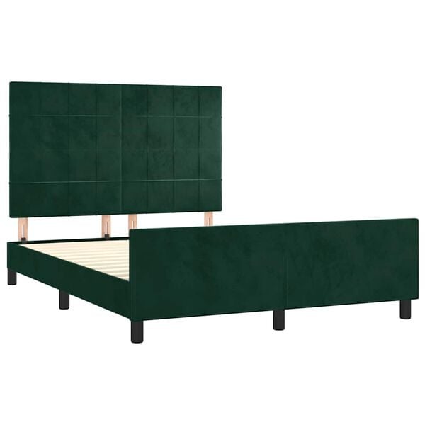 vidaXL Giroletto senza Materasso Verde Scuro 140x190 cm in Velluto