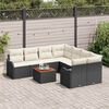 vidaXL Set Divano da Giardino con cuscino 9 pcs Nero polyrattan