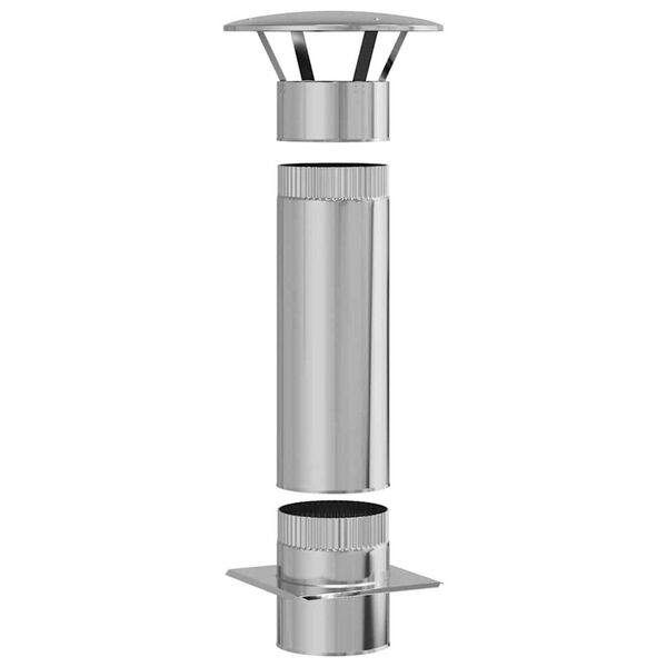 vidaXL Estensione Camino Argento 35 x 35 x 82 cm Acciaio inossidabile
