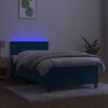 vidaXL Letto a Molle con Materasso e LED Blu Scuro 90x200cm in Velluto