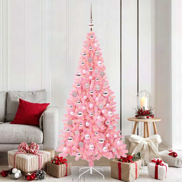 vidaXL Albero di Natale con 300 LED con supporto Rosa 180 cm PVC