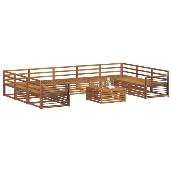 vidaXL Set divani 10 pcs Naturale Legno di Acacia Massello