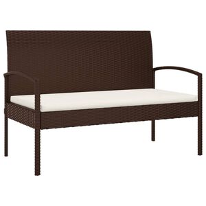 vidaXL Panca da Giardino con Cuscino Marrone 105 cm in Polyrattan