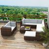 vidaXL Set Divani da Giardino 10 pz con Cuscini in Polyrattan Marrone