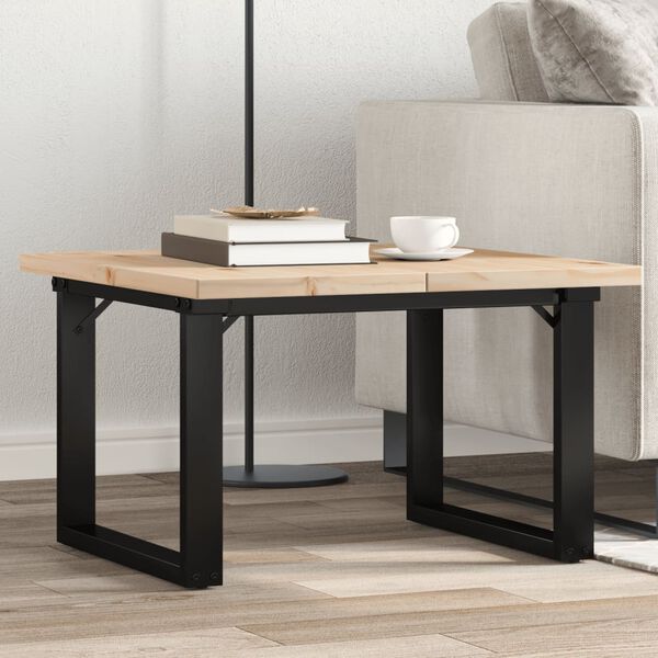 vidaXL Tavolino Salotto Telaio a O 70x70x40,5cm Legno Pino e Acciaio