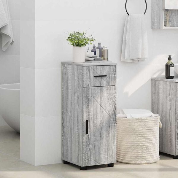 vidaXL Mobile da Bagno con cassetto Grigio Sonoma 30 x 35 x 80 cm