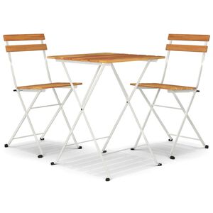 vidaXL Set Bistr&ograve; Pieghevole 3pz in Legno Massello di Acacia e Acciaio