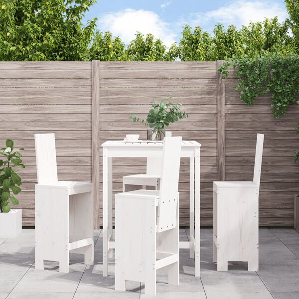 vidaXL Set Bar da Giardino 5 pz Bianco in Legno Massello di Pino