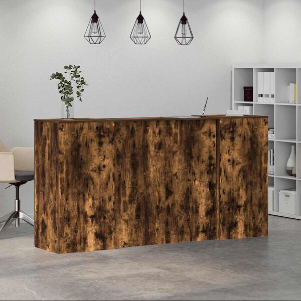 vidaXL Banco Reception Rovere Fumo 200x50x103,5cm in Legno Multistrato