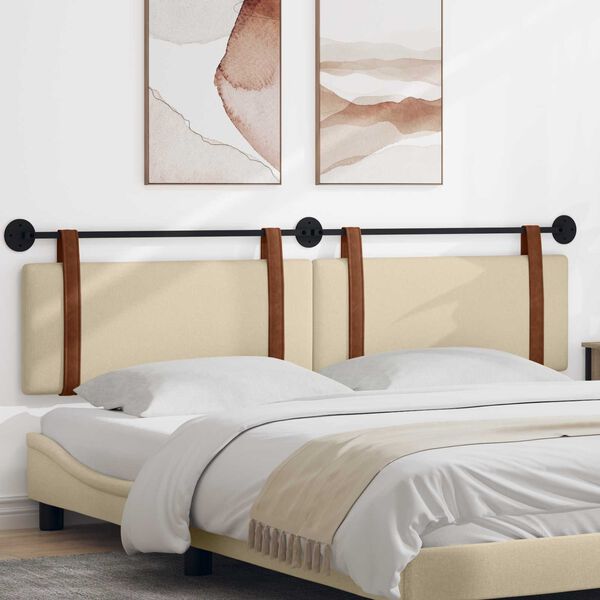 vidaXL Testata appesa Tinta unita Crema 210 x 55 x 5 cm PU Antico